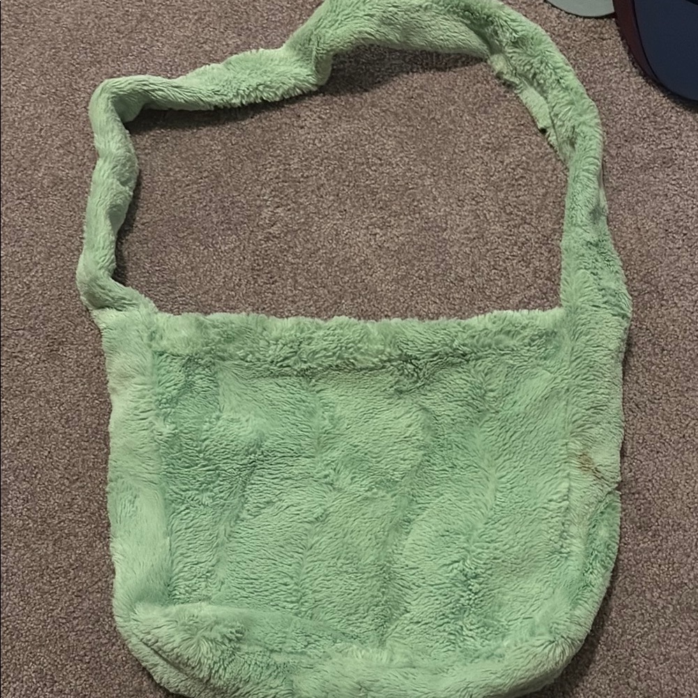 Green Faux Fur Shoulder Bag